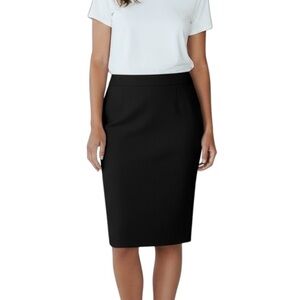 Stella Carakasi Classic Minimalist Cotton Tencel Blend Pencil Skirt Small Black
